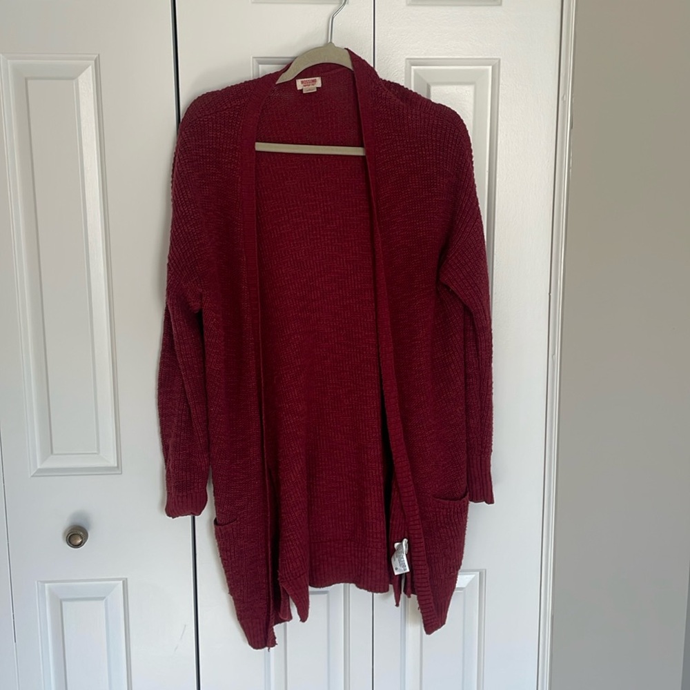 Red cardigan
